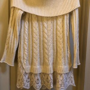 Off the shoulder Knit & Lace sweater
